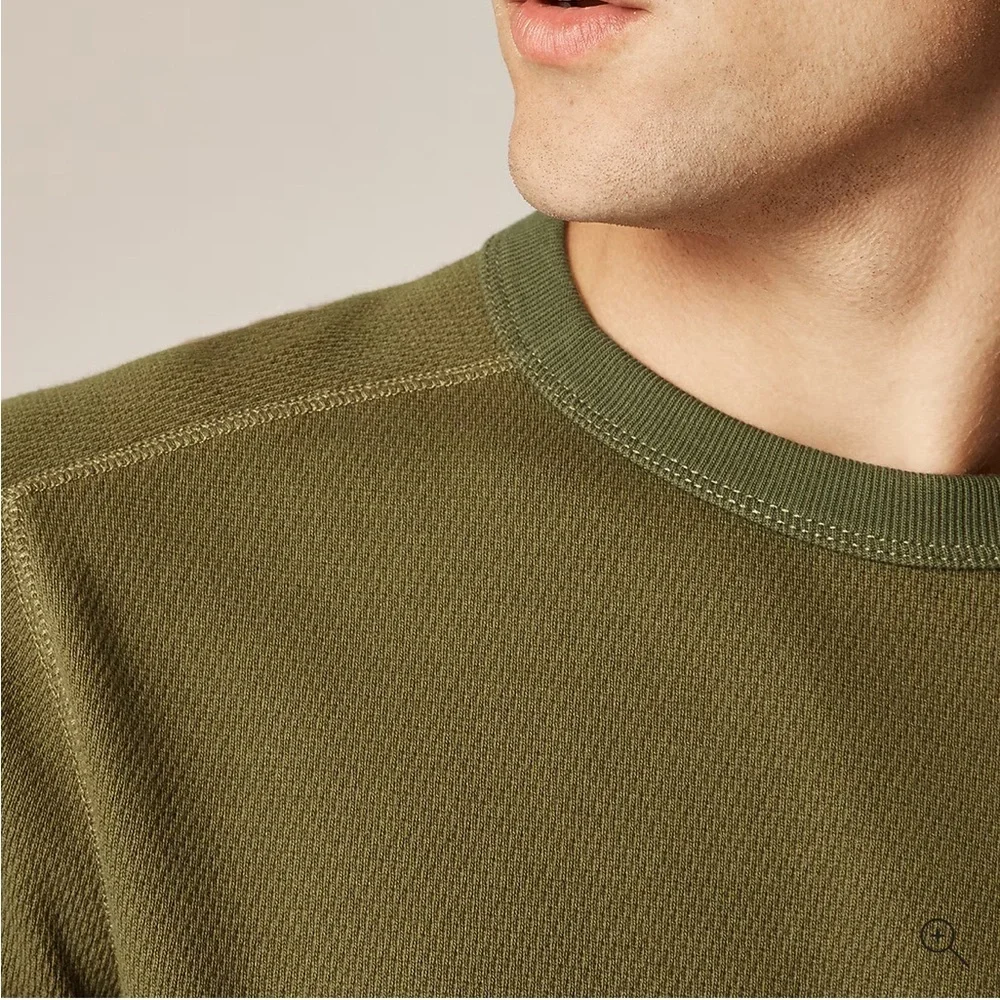 J crew military green Wallace & Barnes honeycomb thermal crewneck
